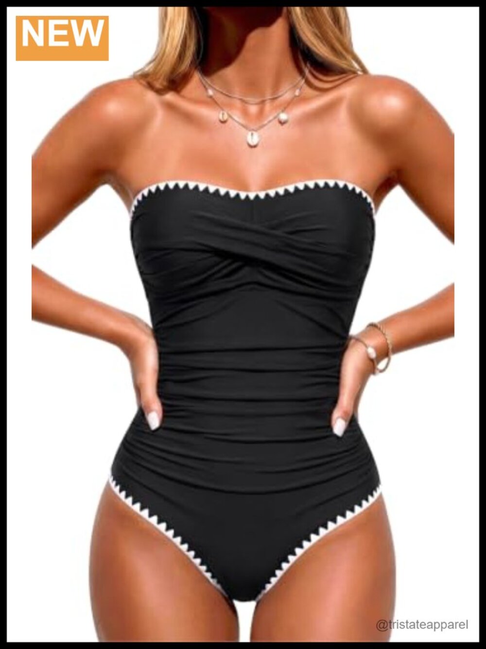 Strapless One Piece Swimsuit Tummy Control Bandeau Bathing Suit